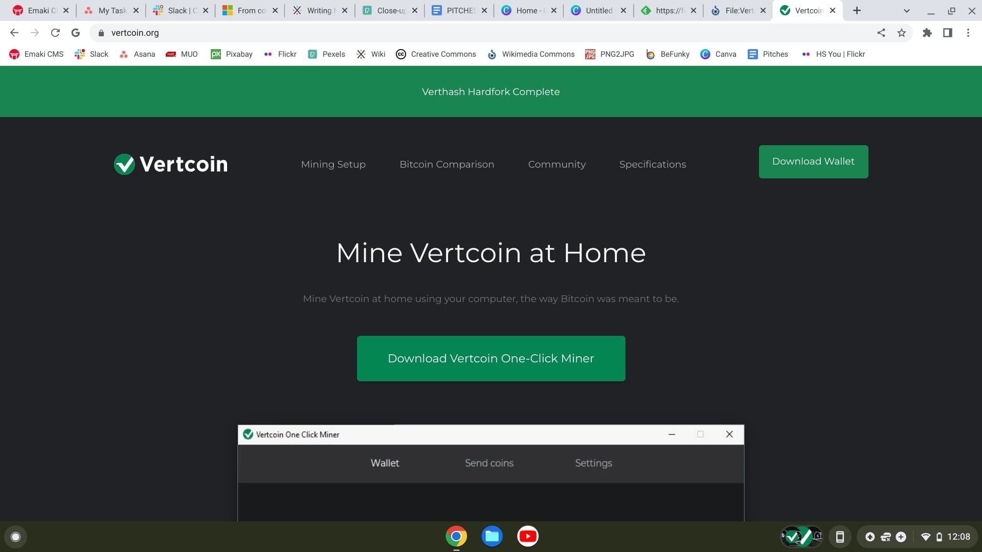 vertcoin website homepage screenshot 
