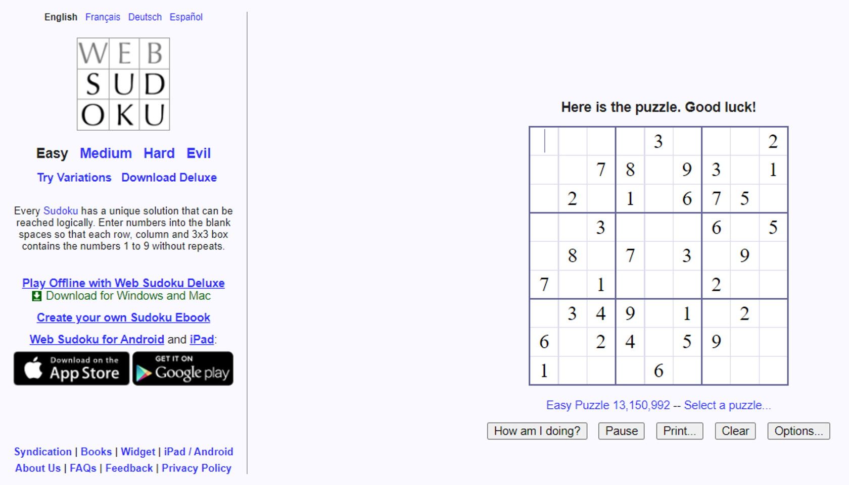 web sudoku online Sudoku puzzle website