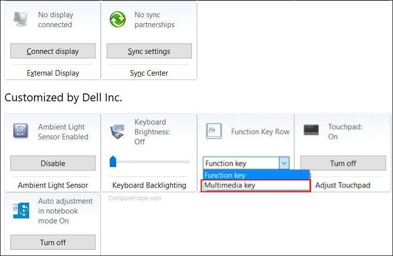 Multimedia key in Windows Mobility Center