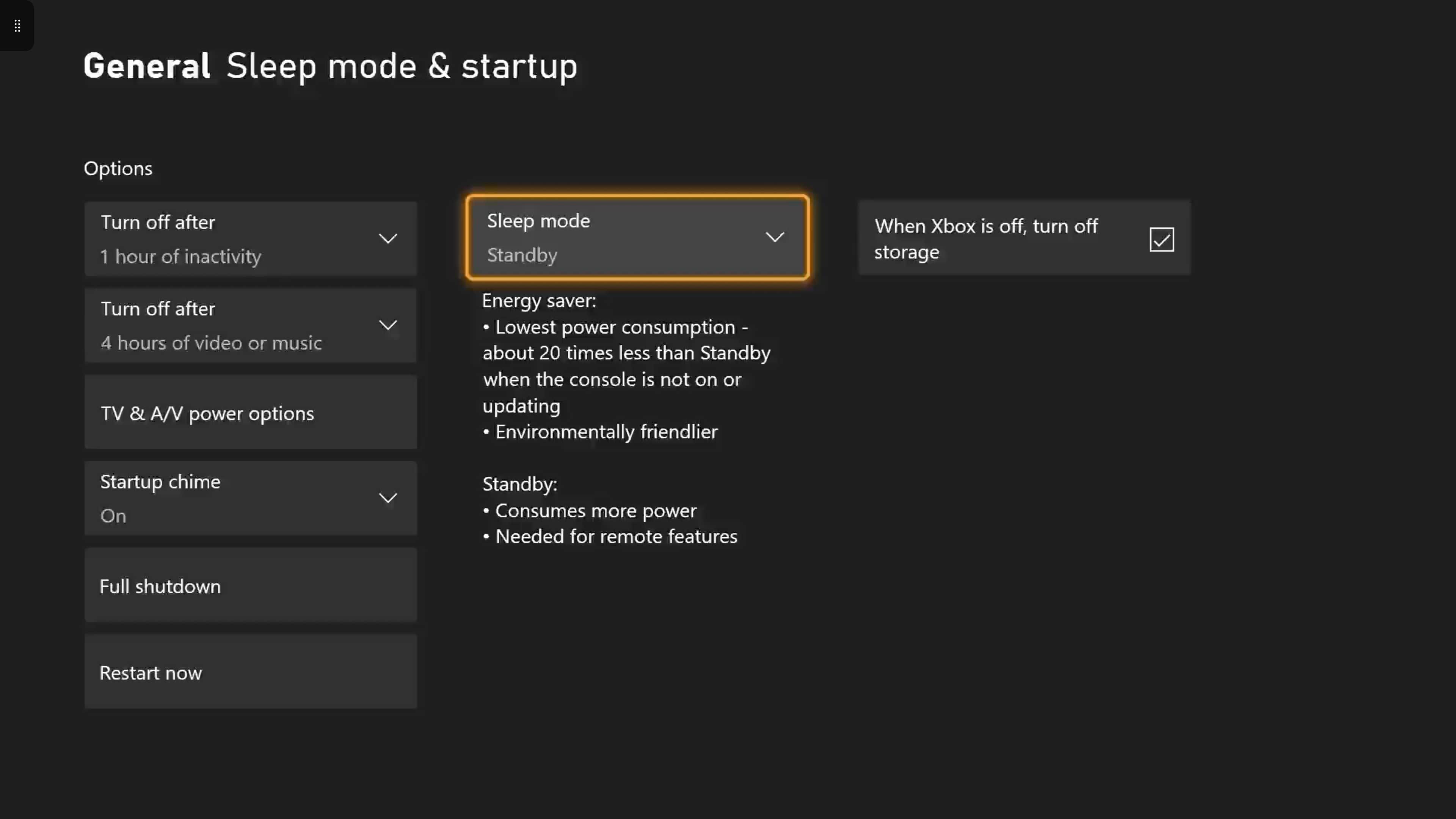 xbox sleep mode and startup menu
