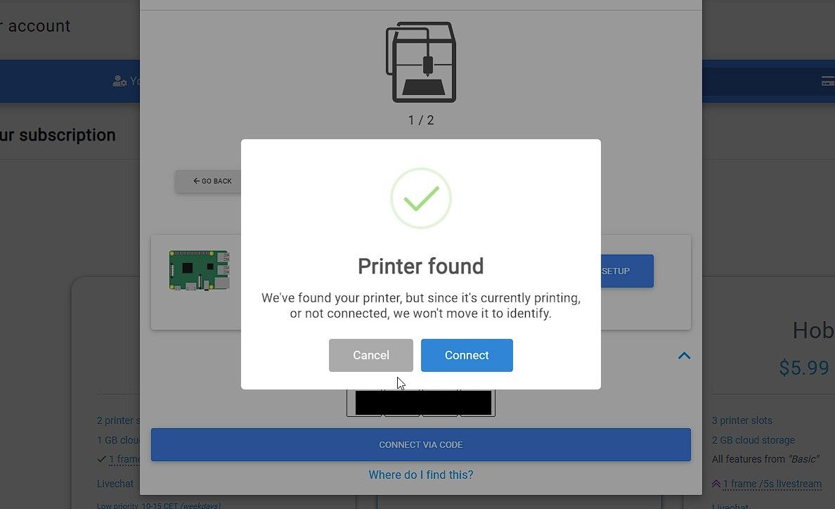 your printer is paired and accessible remotely via simplyprint