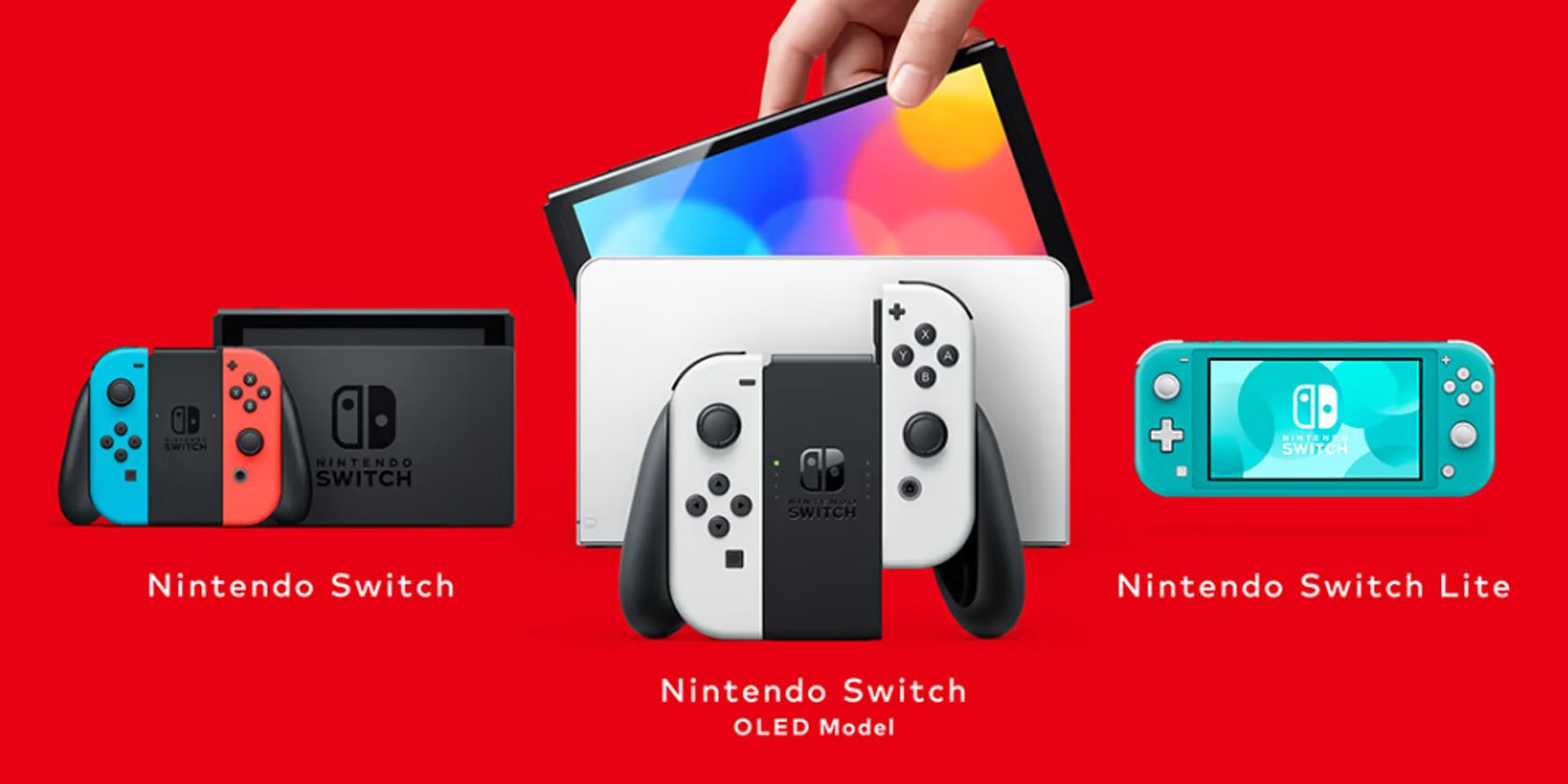The Original Nintendo Switch and OLED model and Switch Lite side by side