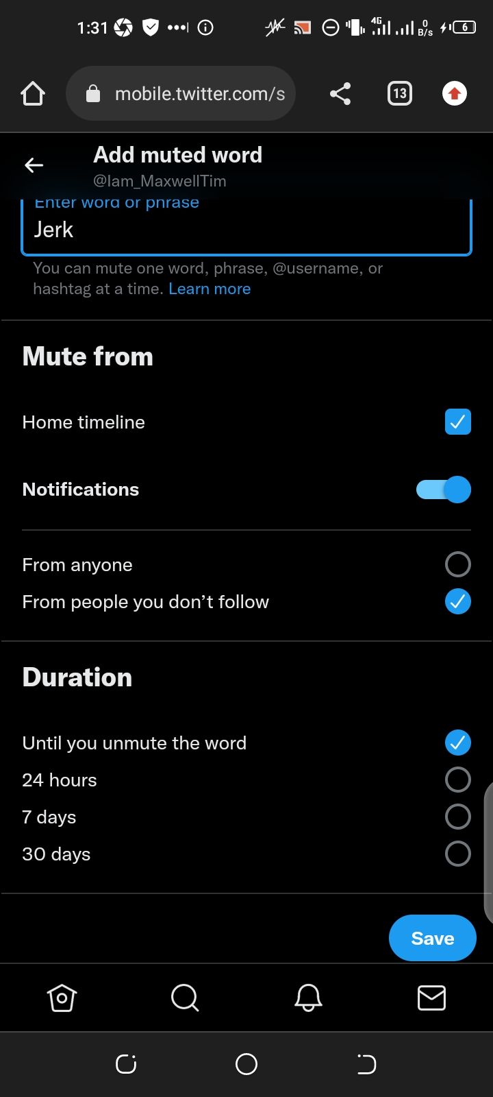 Muting words on Twitter 