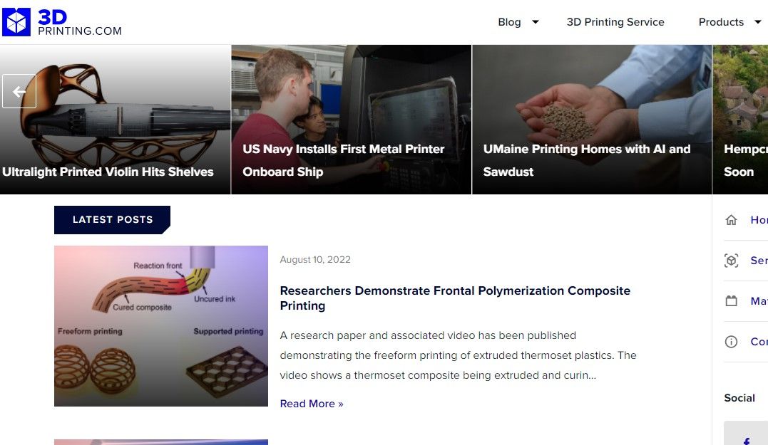 The home page of 3dprinting.com