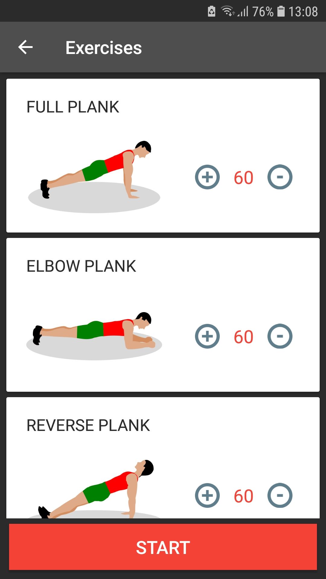 5 Minute Plank Workout mobile exercise app start