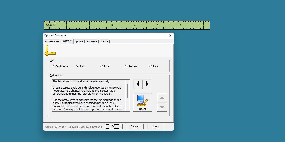 screenshot of on-screen ruler