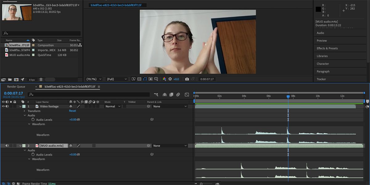شکل موج صوتی After Effects در دو لایه.