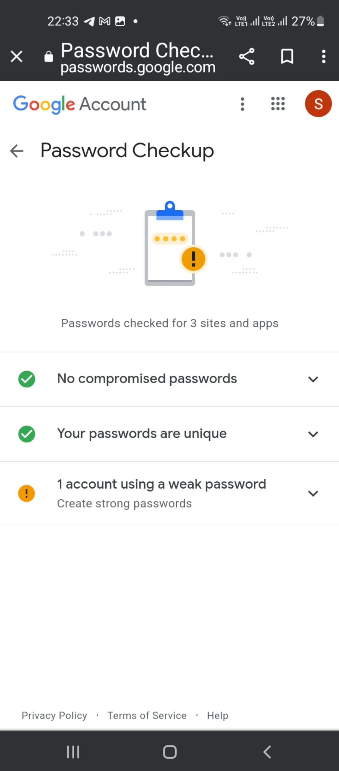 Check password strength in Google Passwords