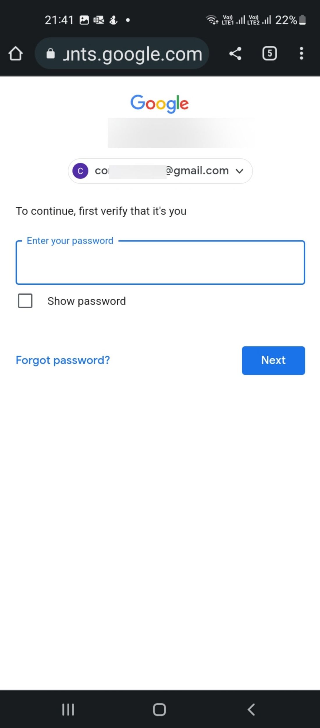 Verify login details in Google Password manager