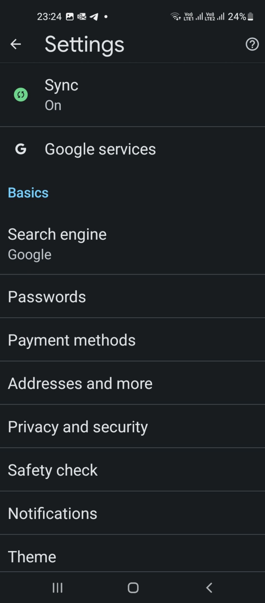 Google account settings
