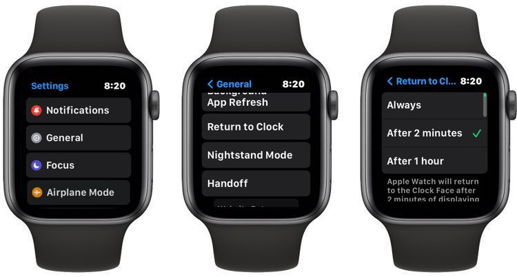 Apple Watch Return to Clock