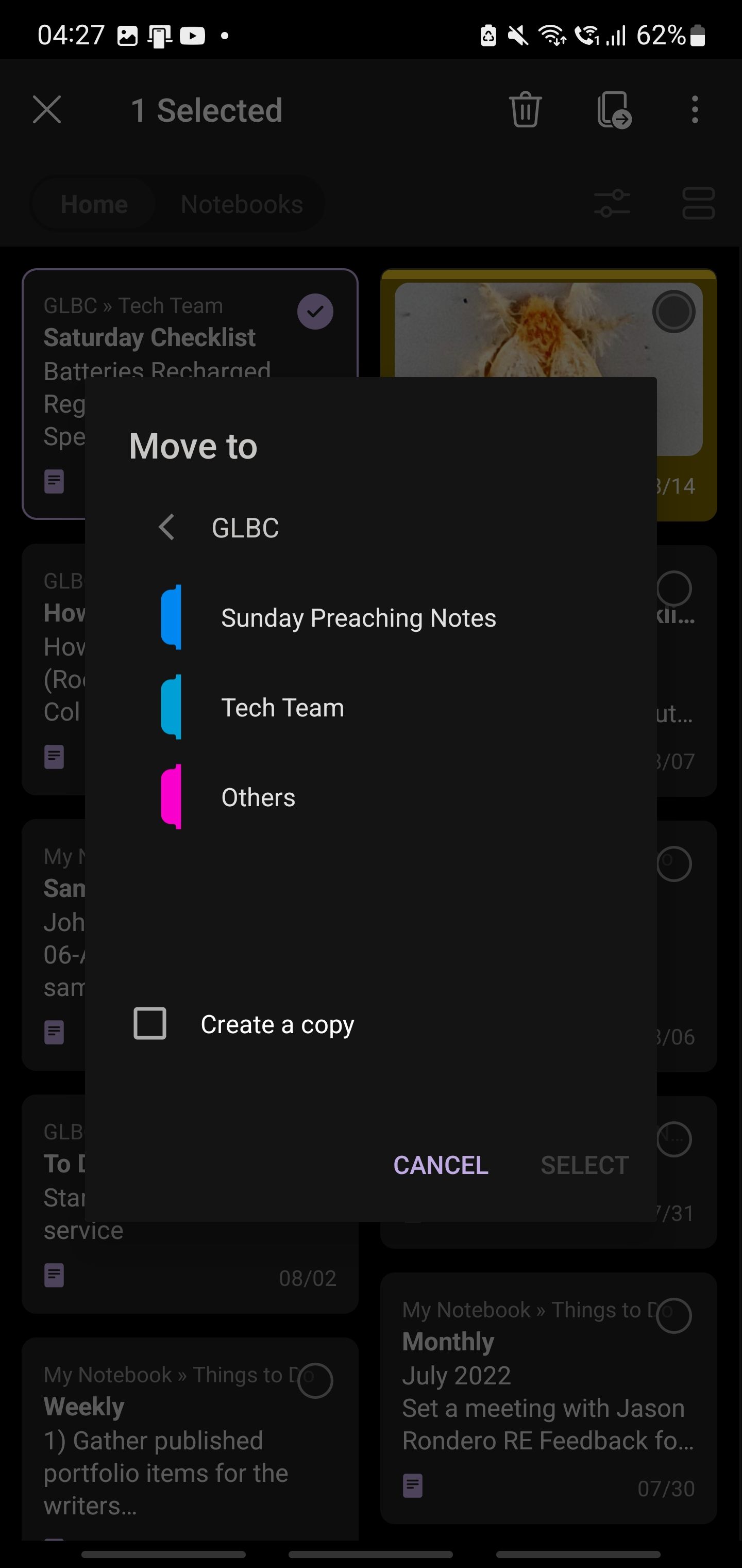 Arranging Notes on OneNote for Android 2