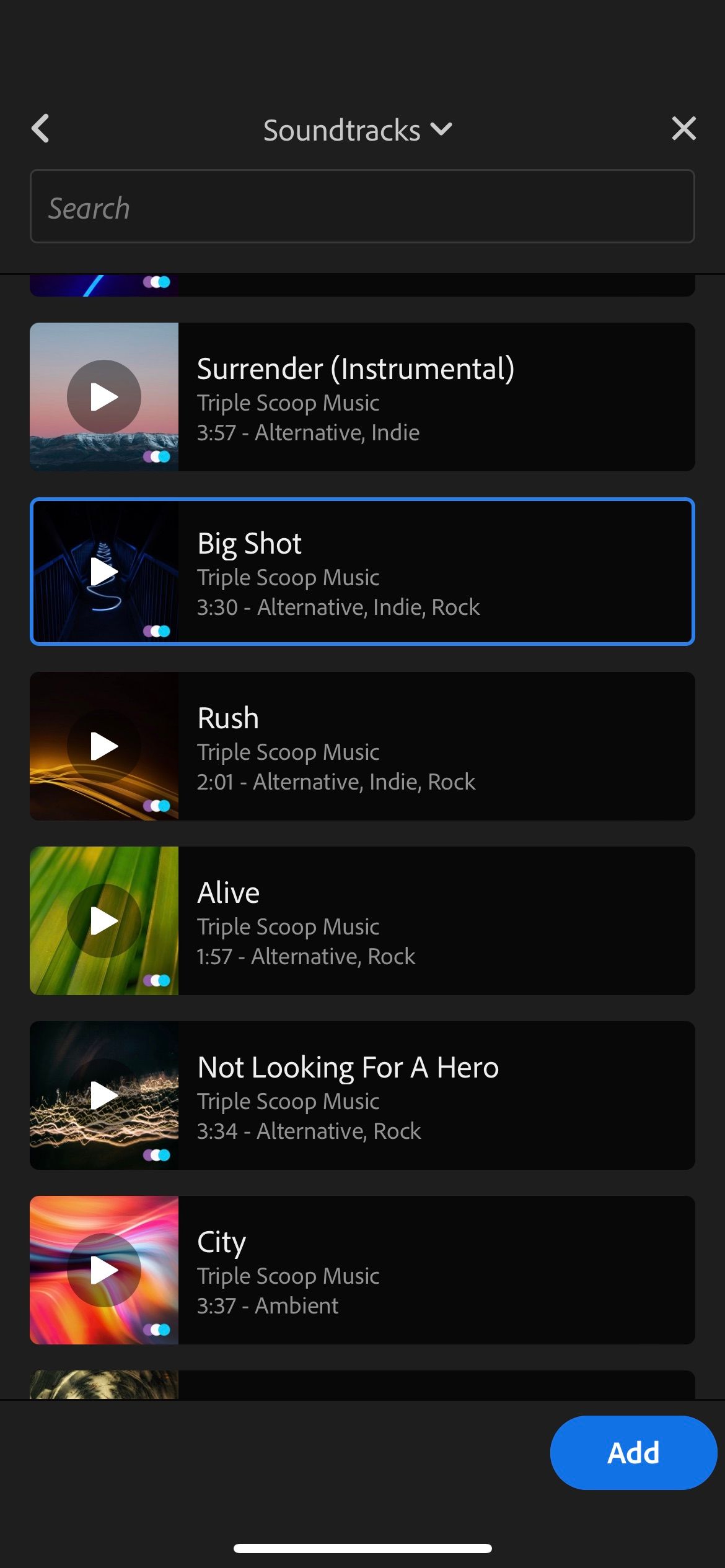 Audio Select Premiere Rush Screenshot