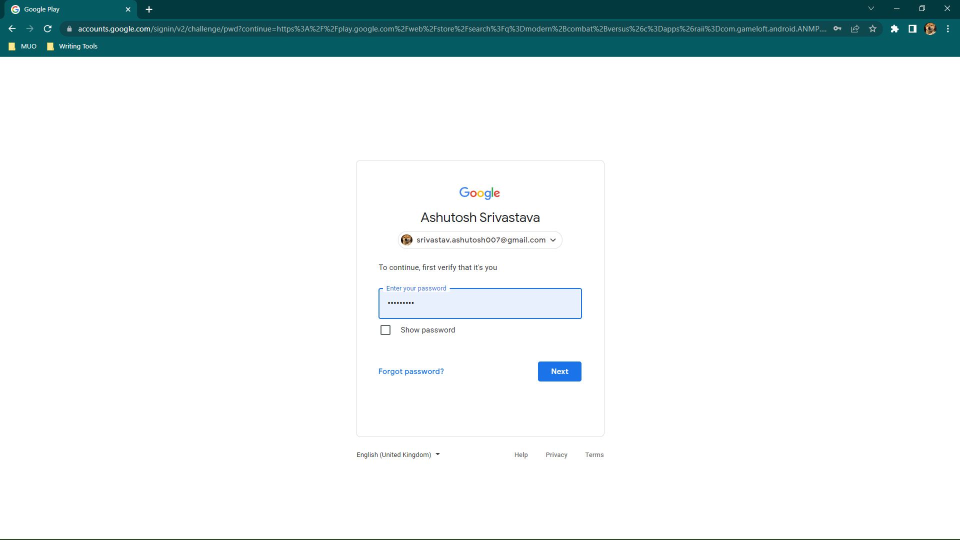 Authentication using your Google account