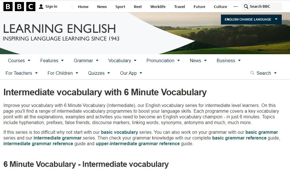 BBC vocabulary screenshot