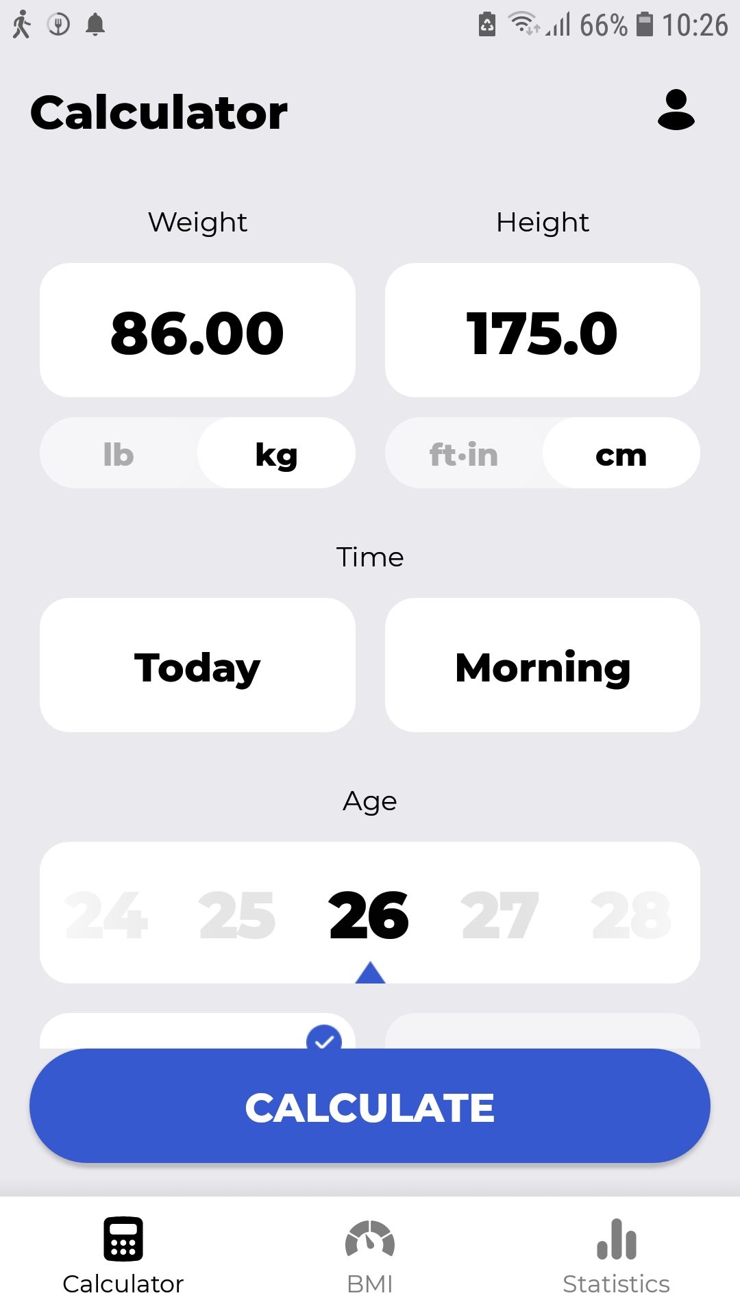 Leap Fitness BMI Calculator mobile app calculate