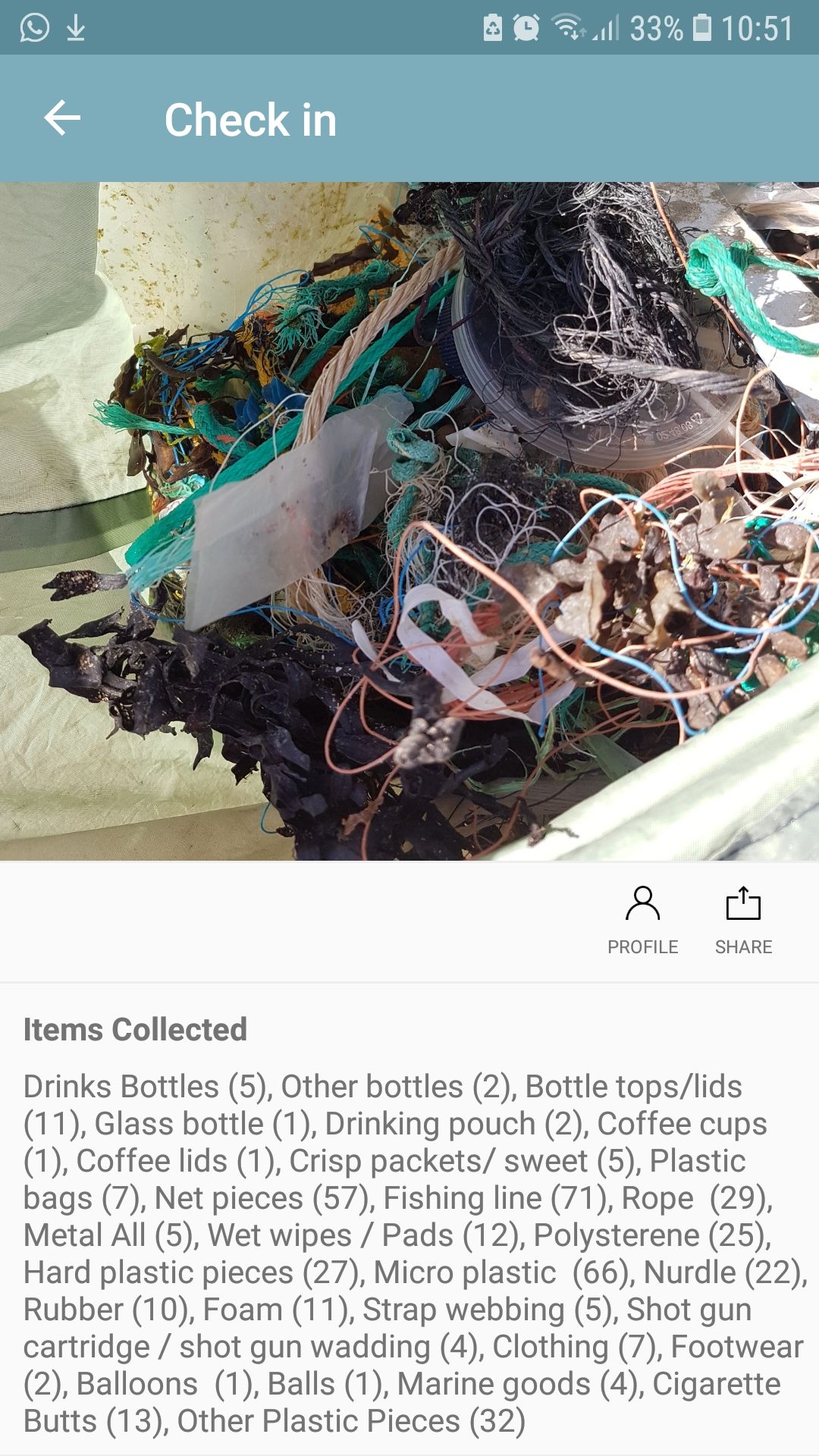BeachClean mobile cleanup app check in