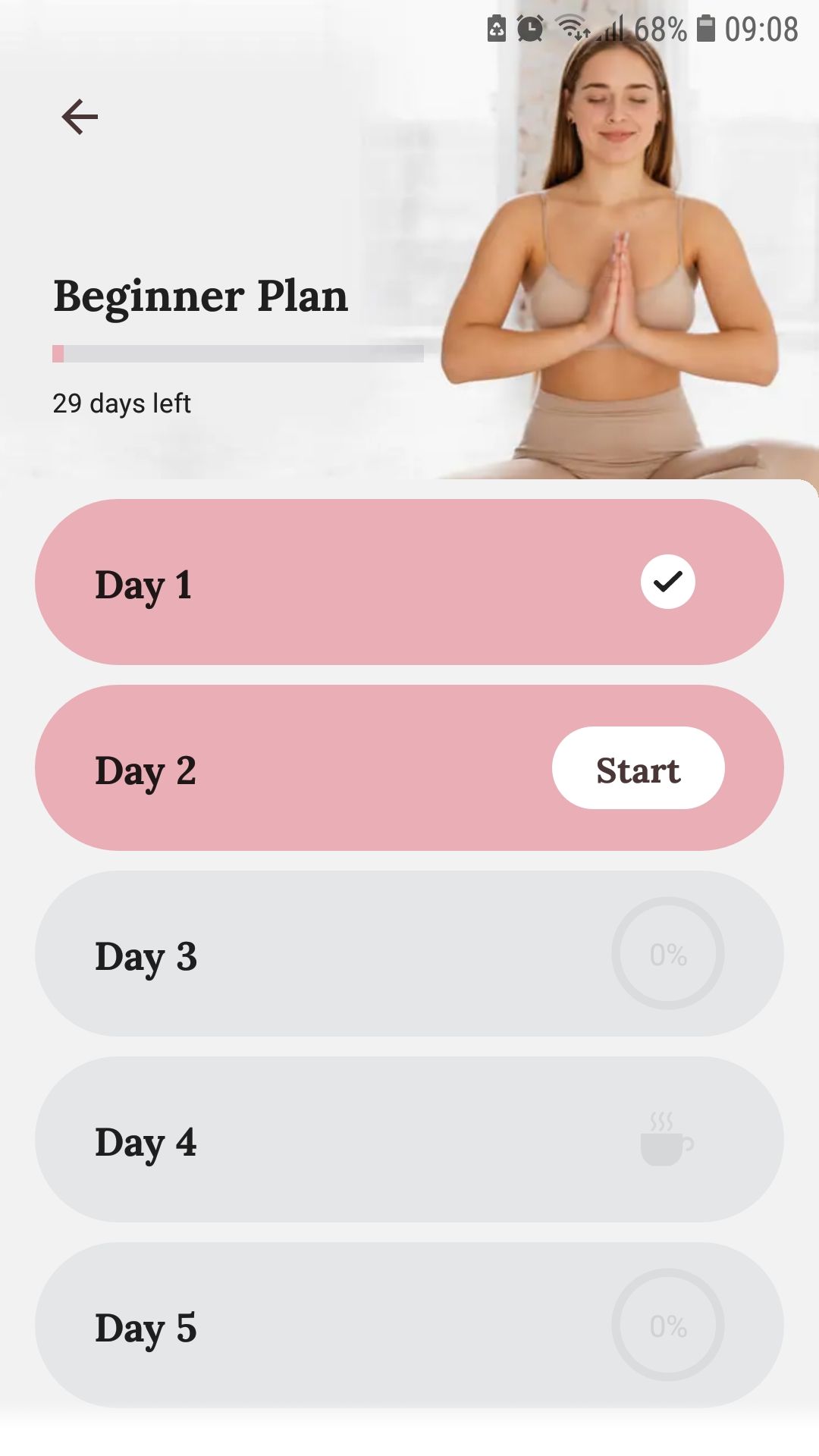 Beginner Yoga mobile fitness app workout plan