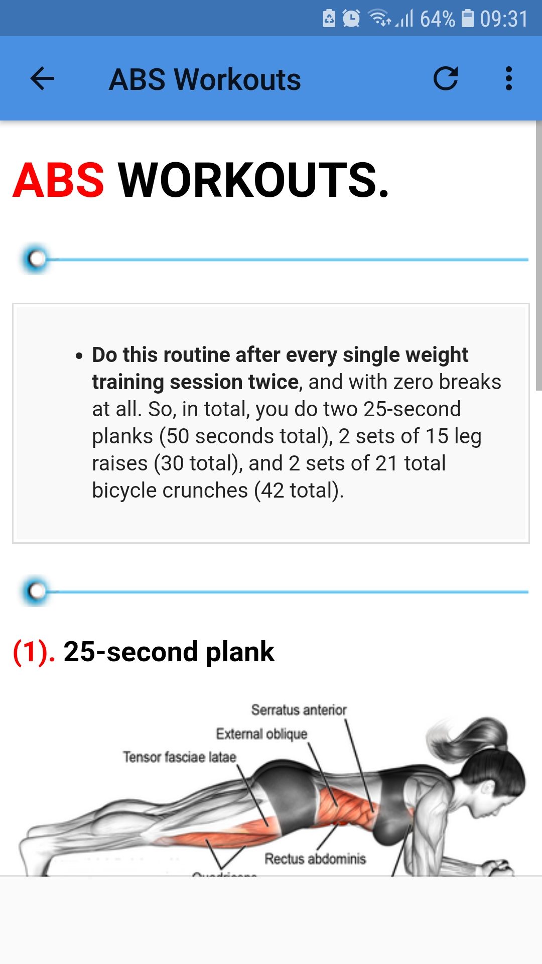 Beginners Gym Workout mobile fitness app abs session