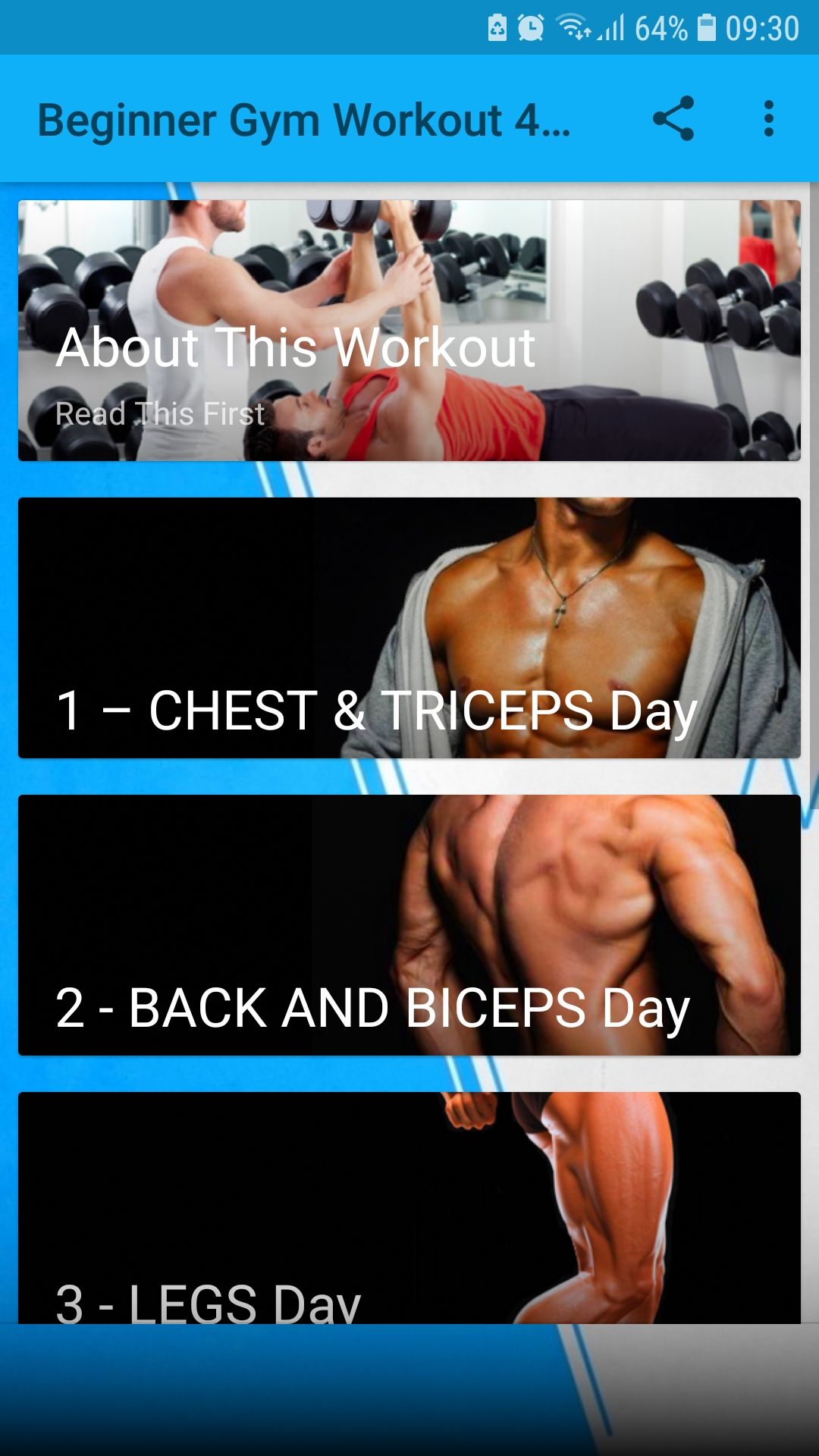Beginners Gym Workout mobile fitness app