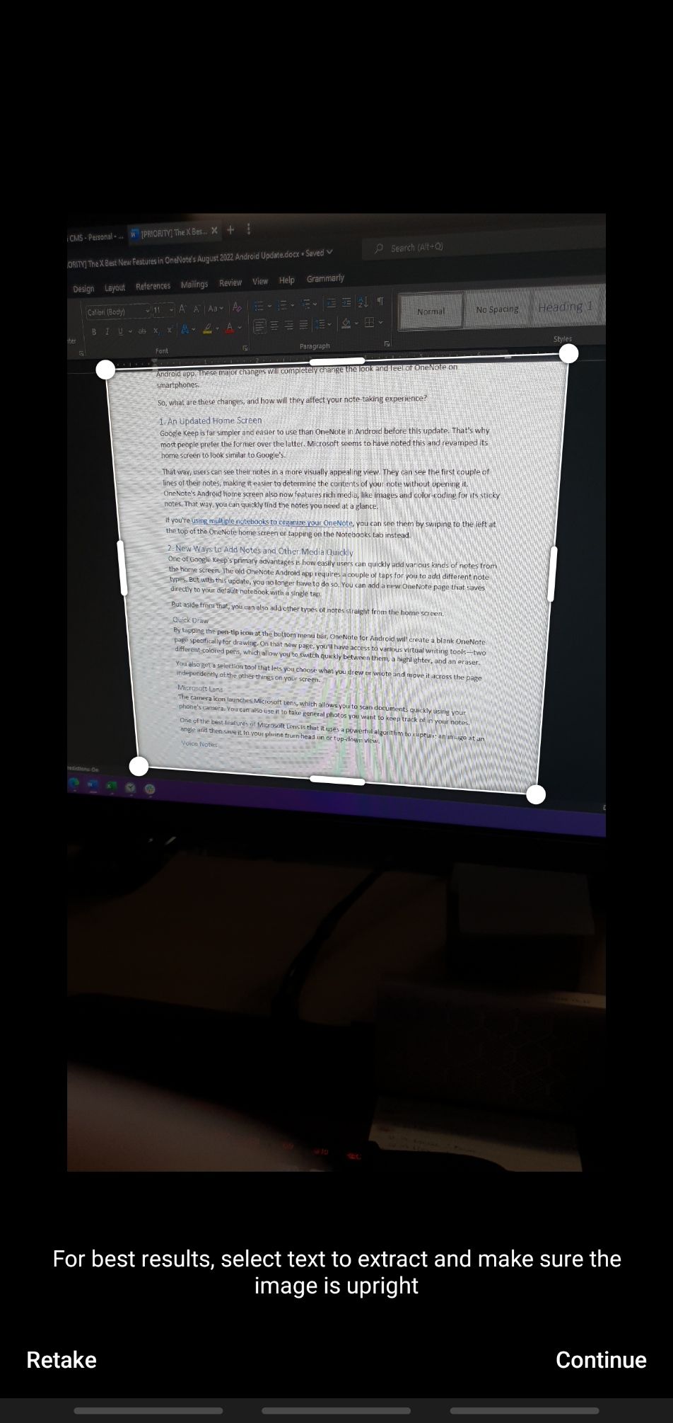 Capturing a Document Using Microsoft Lens 2