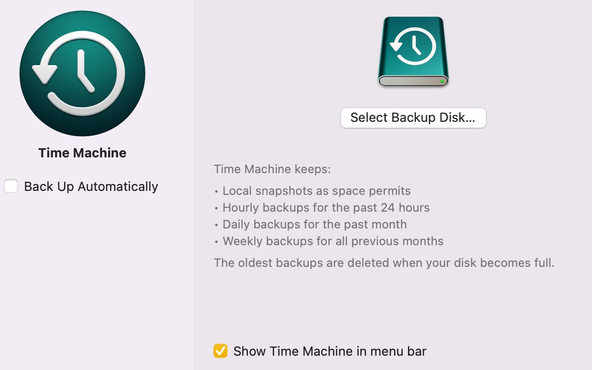Choosing Backup Disk for Time Machine