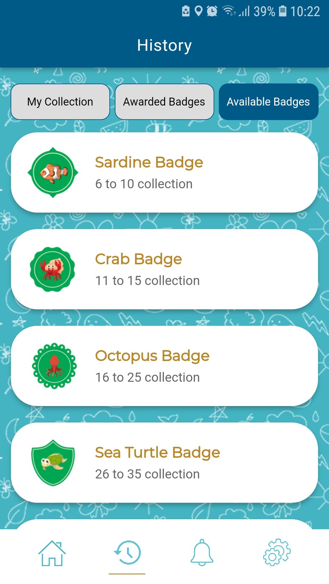 Clean Beach mobile cleanup app badges