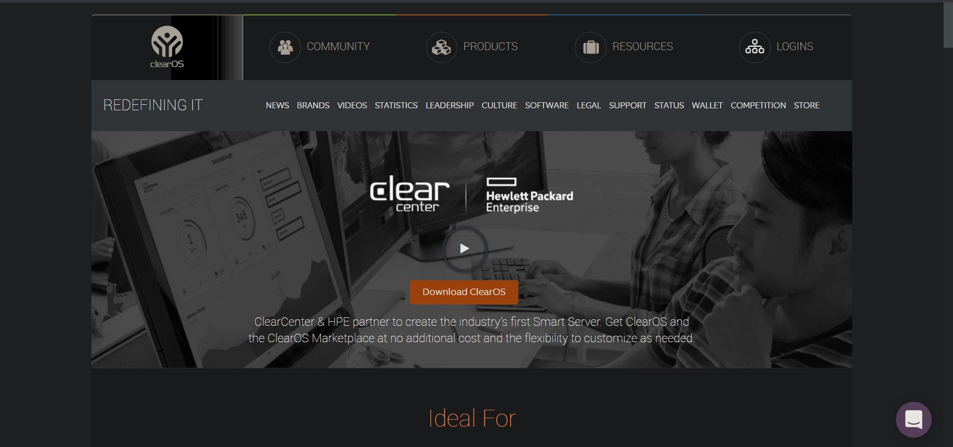 Home Page Of The Clearos Firewall Website