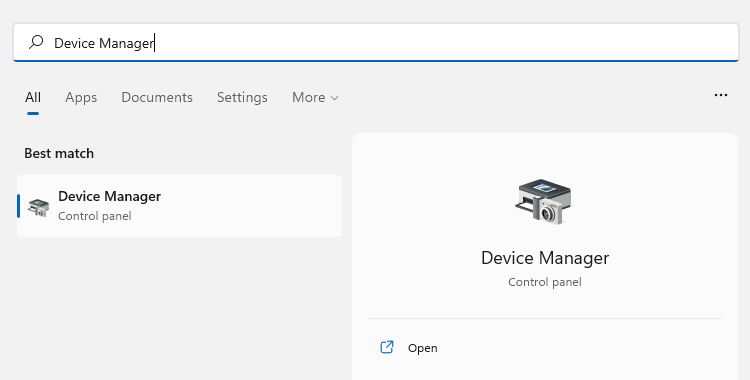 Device Manager In Start Menu