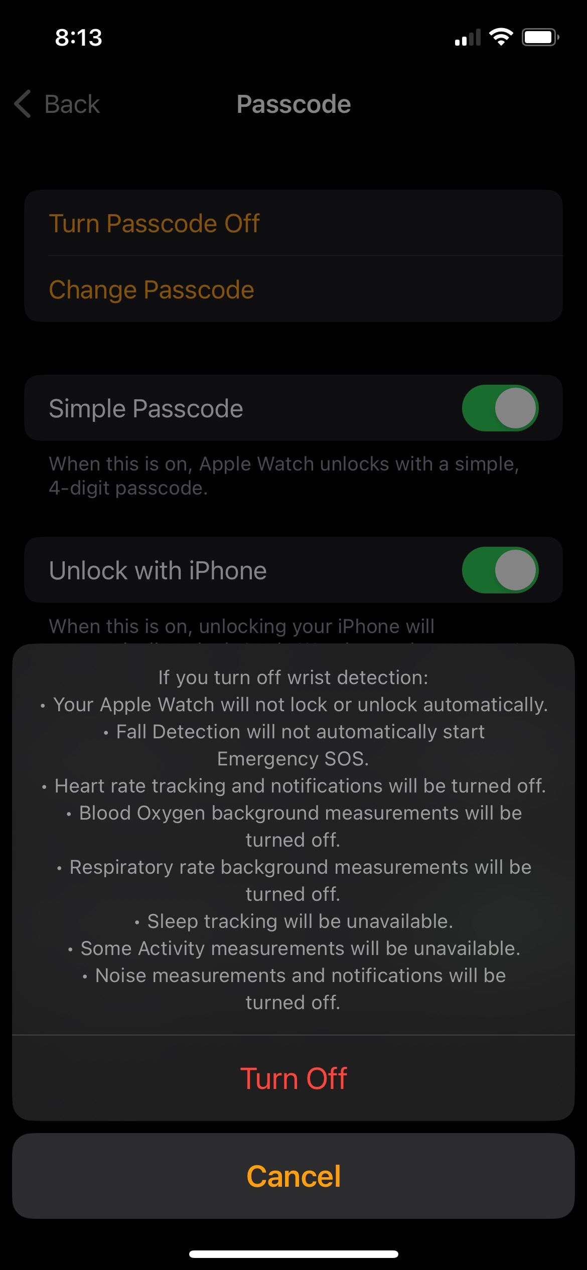 Disable Wrist Detection on iPhone