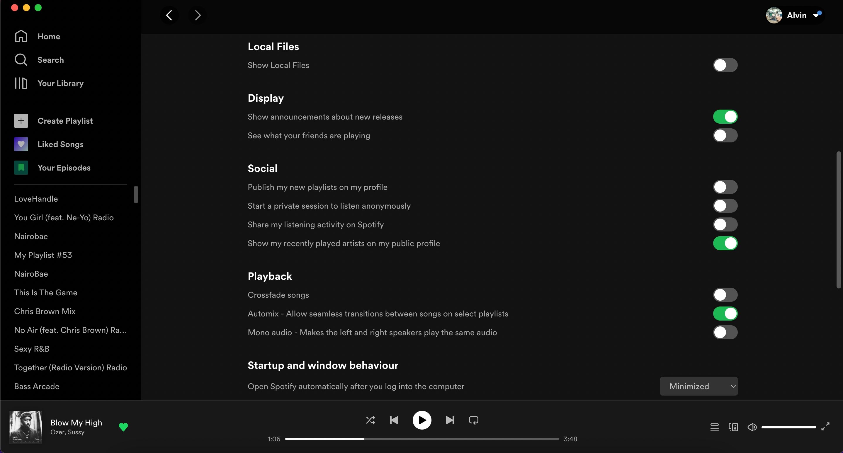 Sharing Spotify listening activity disabled