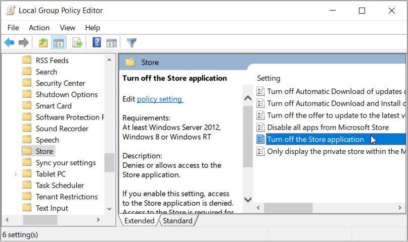 Disabling or Enabling the Microsoft Store using the LGPE