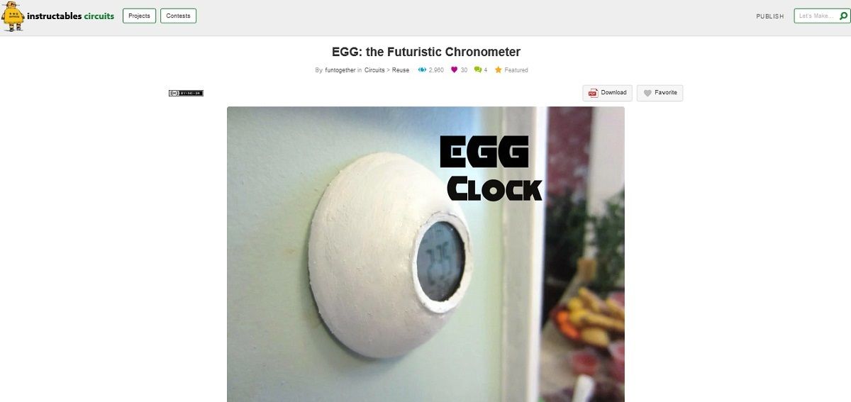 Screengrab  of EGG the futuristic chronometer project page