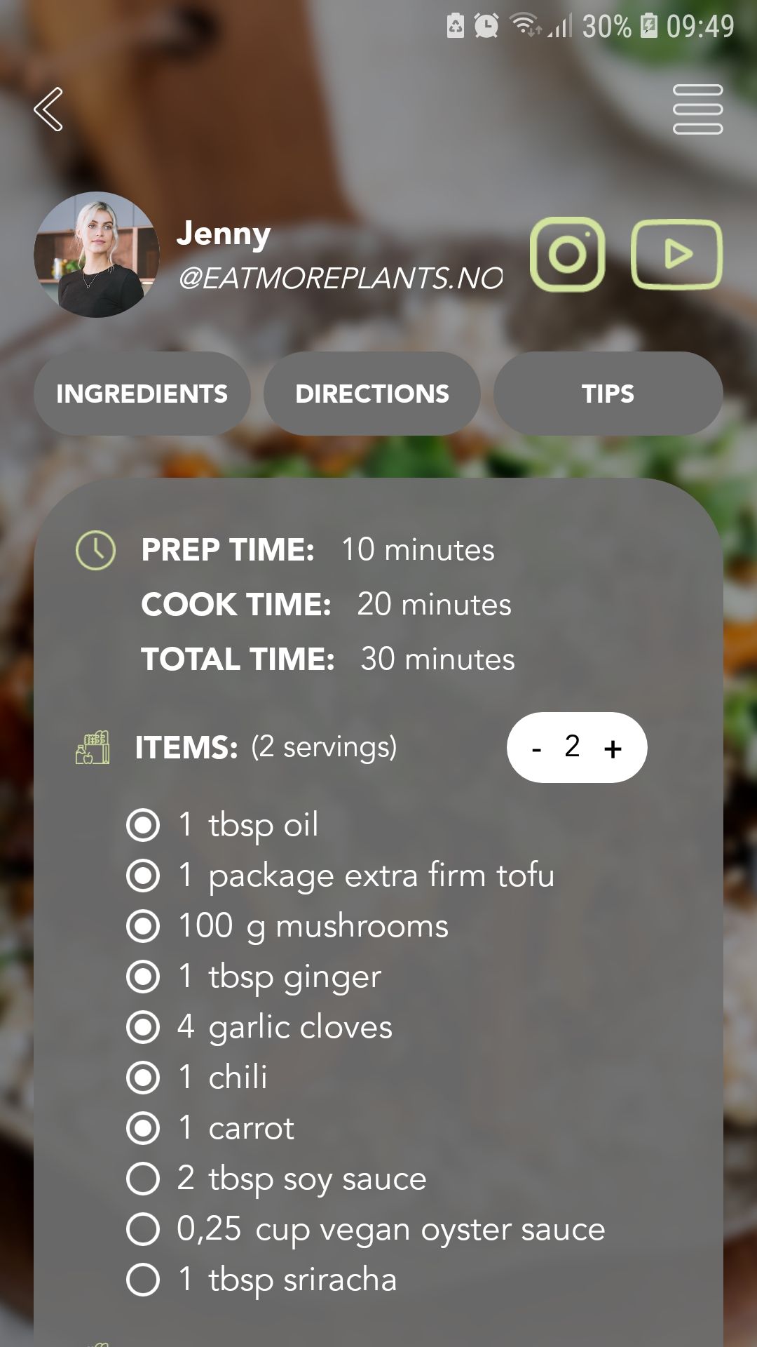 EatMorePlants mobile recipes app recipe instructions