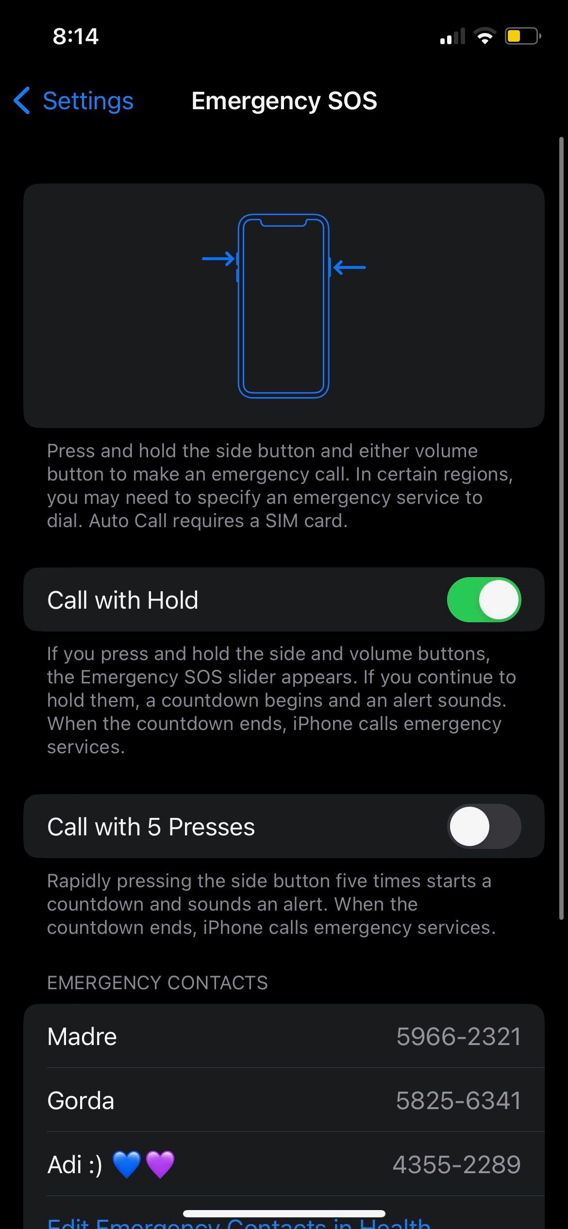 Enable Emergency SOS iPhone