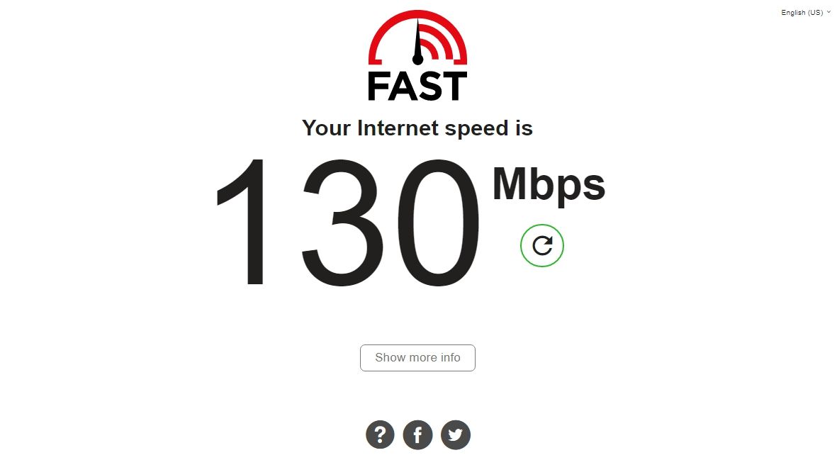 Internet Speed as per Fast.com