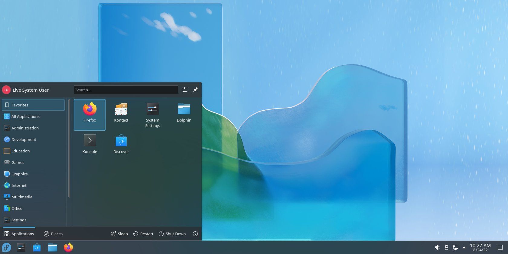 The Fedora 36 KDE Plasma desktop.