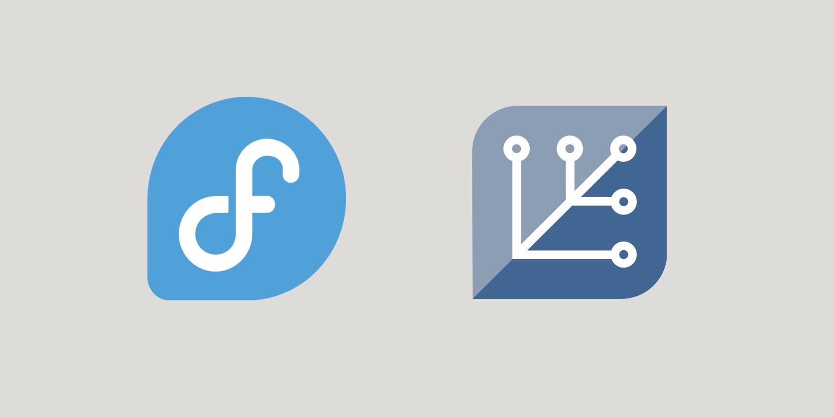 fedora silverblue and workstation logos