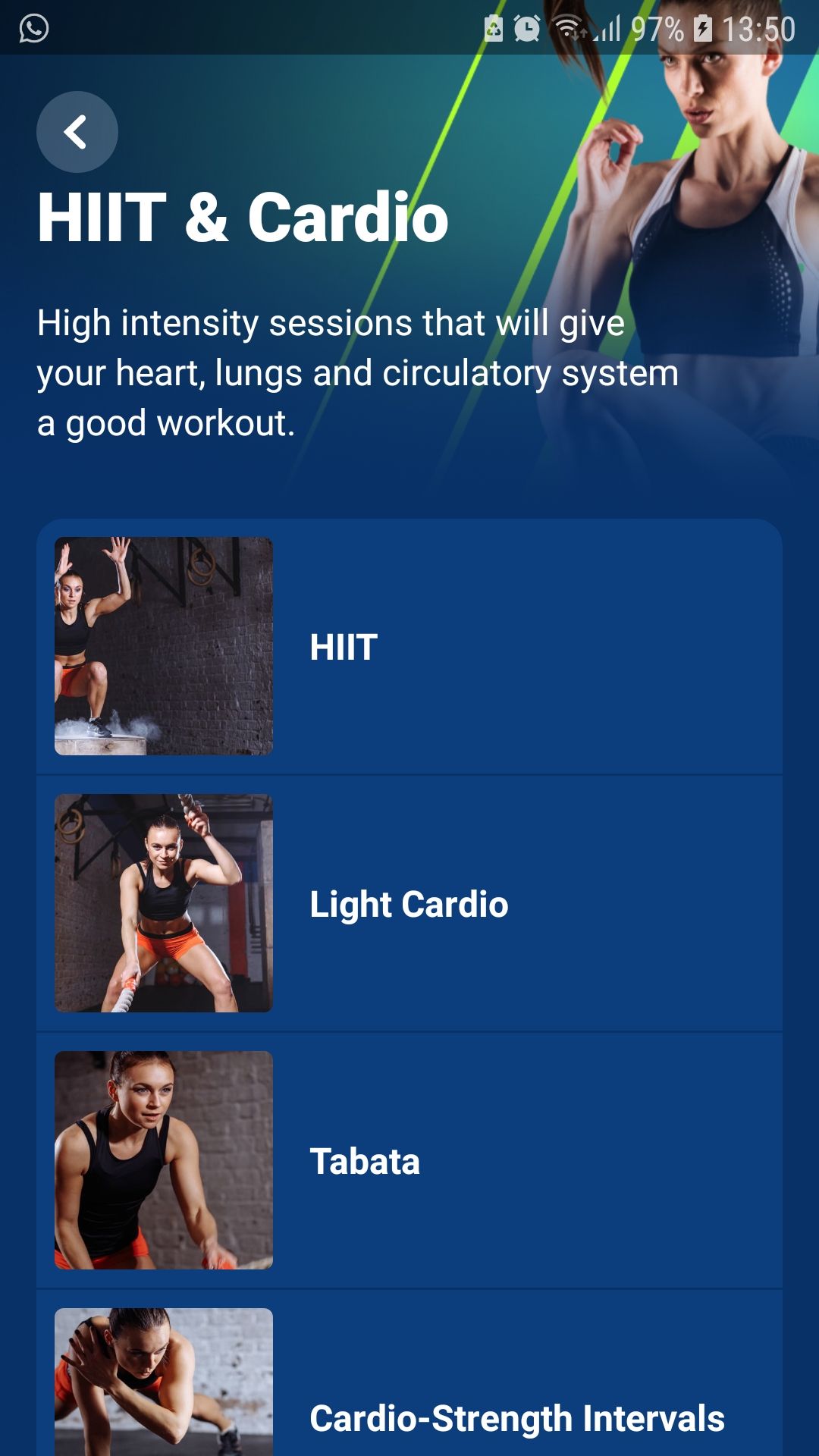 برنامه تمرینی موبایلی HIIT Cardio را Fitify کنید