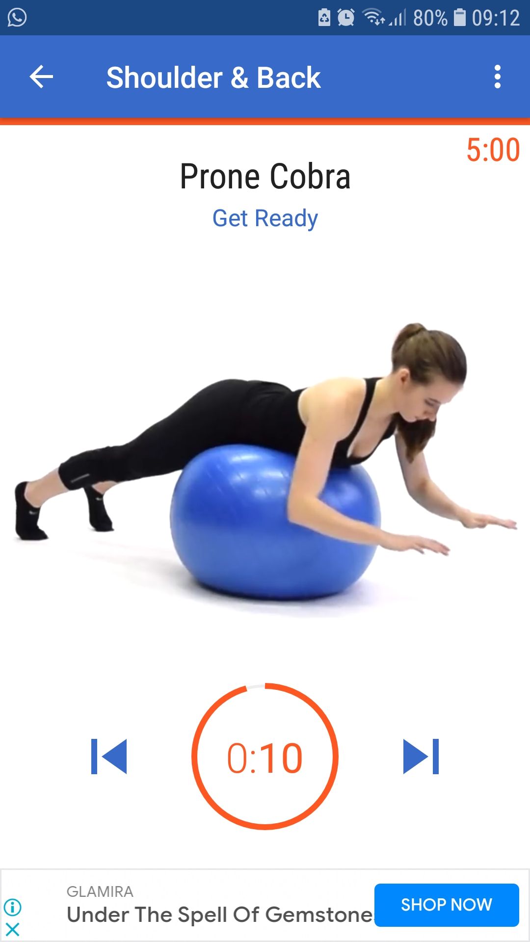 Fitify Swiss Ball mobile fitness app shoulder back
