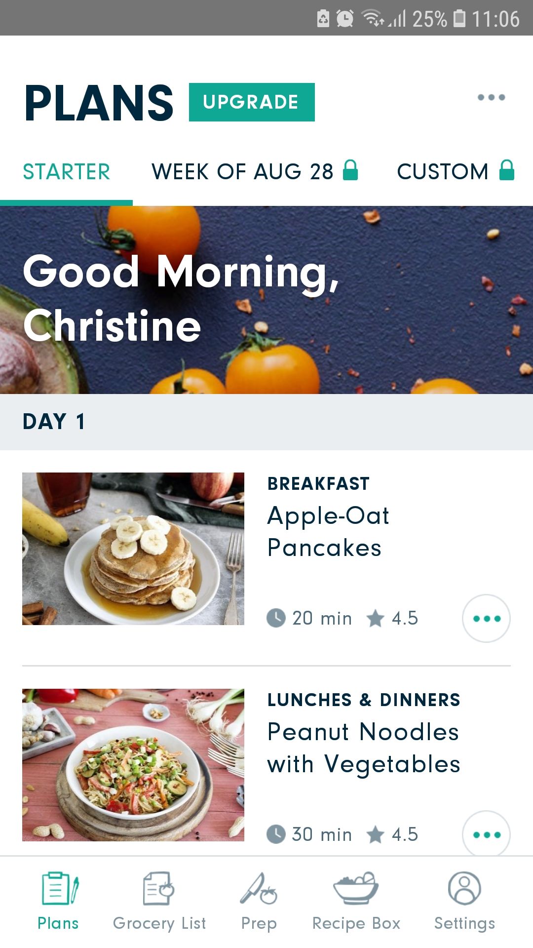 Forks Meal Planner mobile food app plans