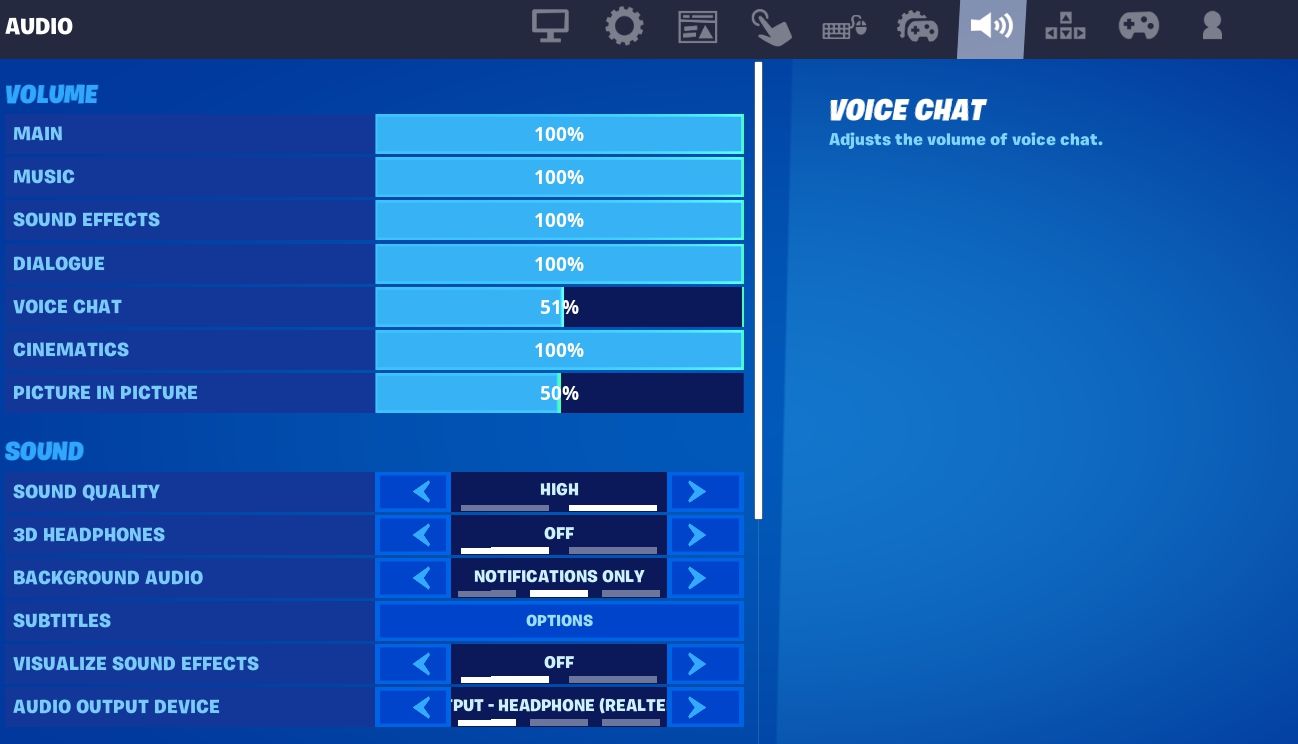 Fortnite voice chat option in settings