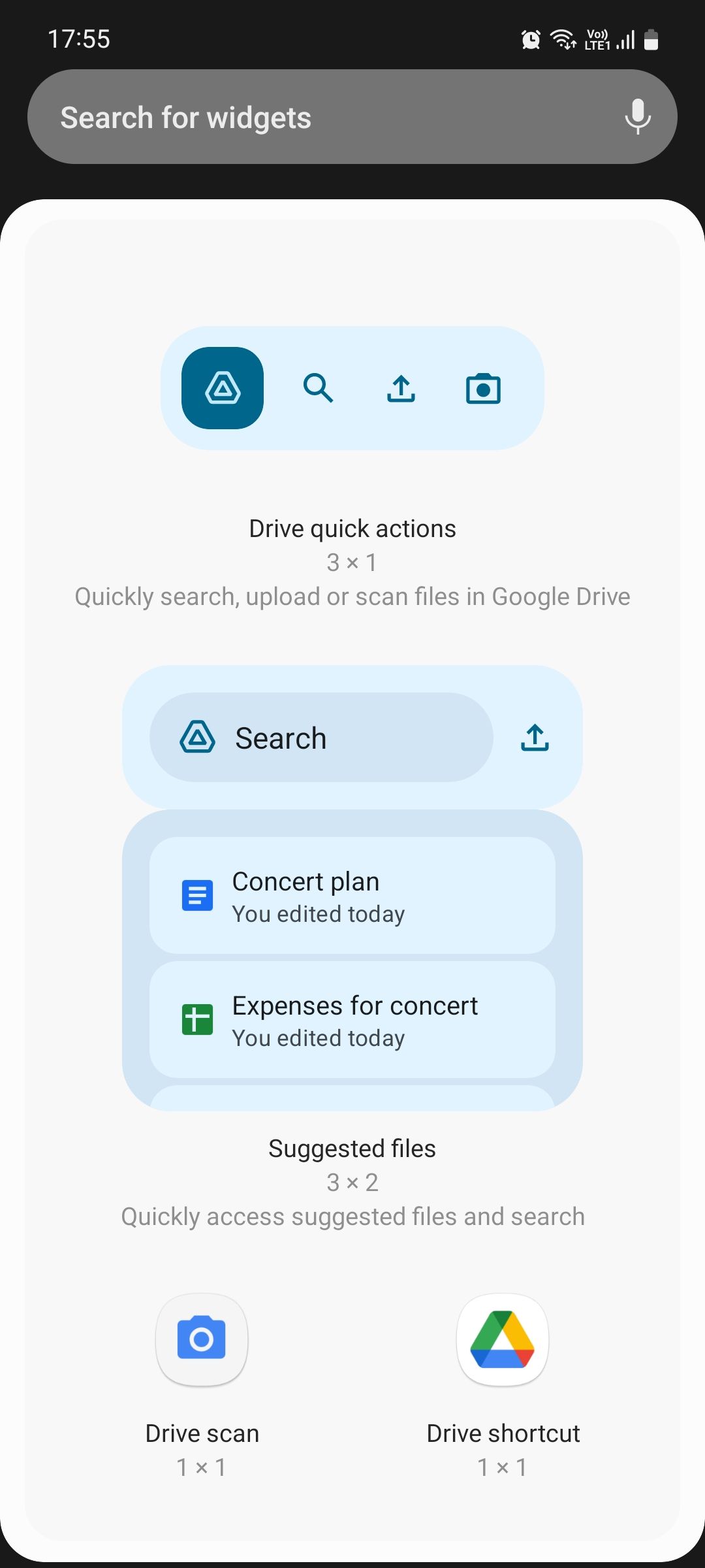 Google Drive widgets