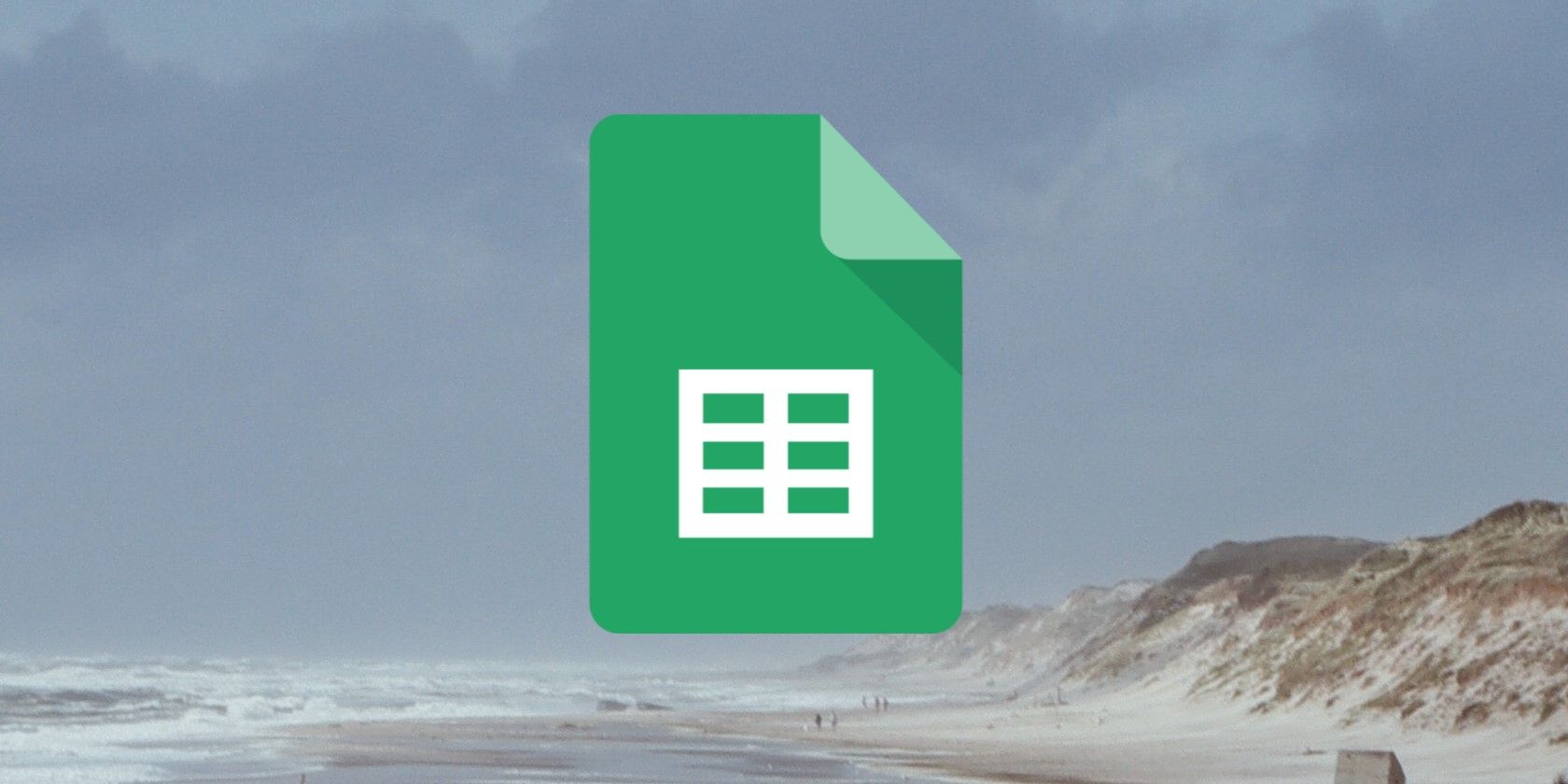 Google Sheets Logo Over a Beach and Sky in background