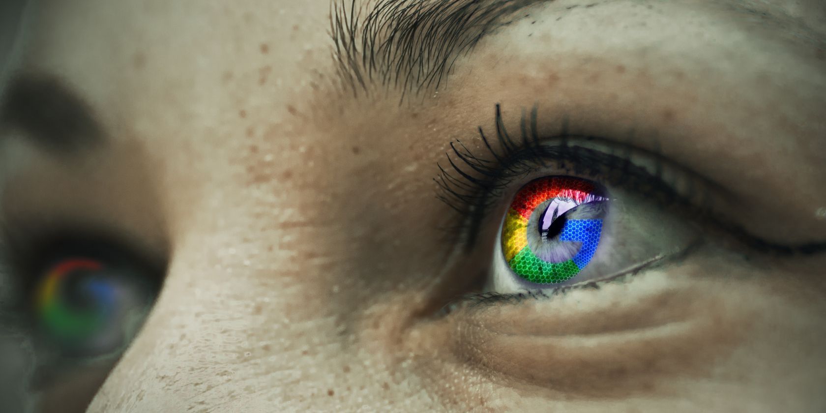 Google logo on girl's eyes
