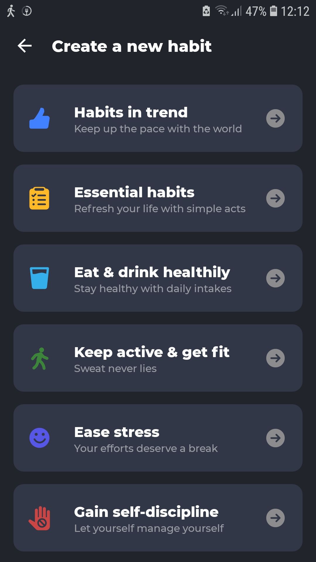 Leap Fitness Habit Tracker mobile app new habit