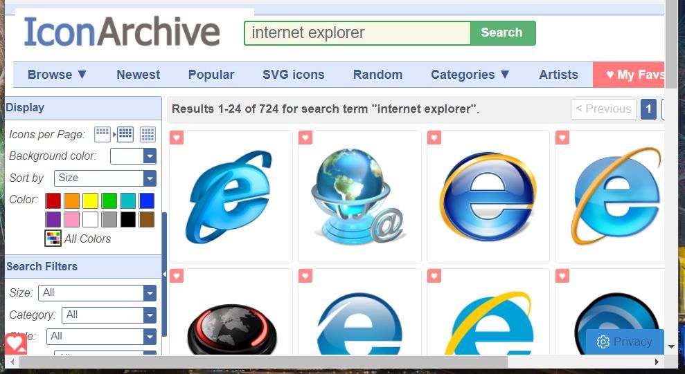 Internet Explorer icons on Icon Archive