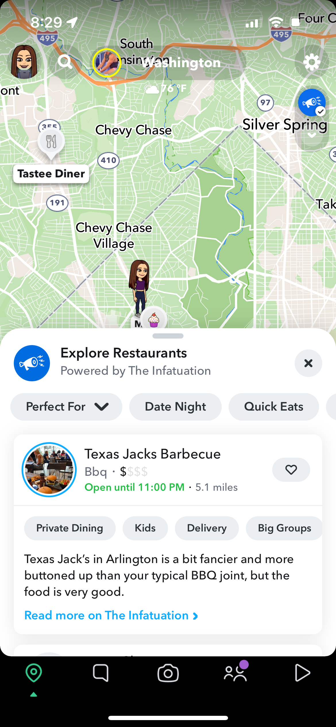 snap map restaurant review layer