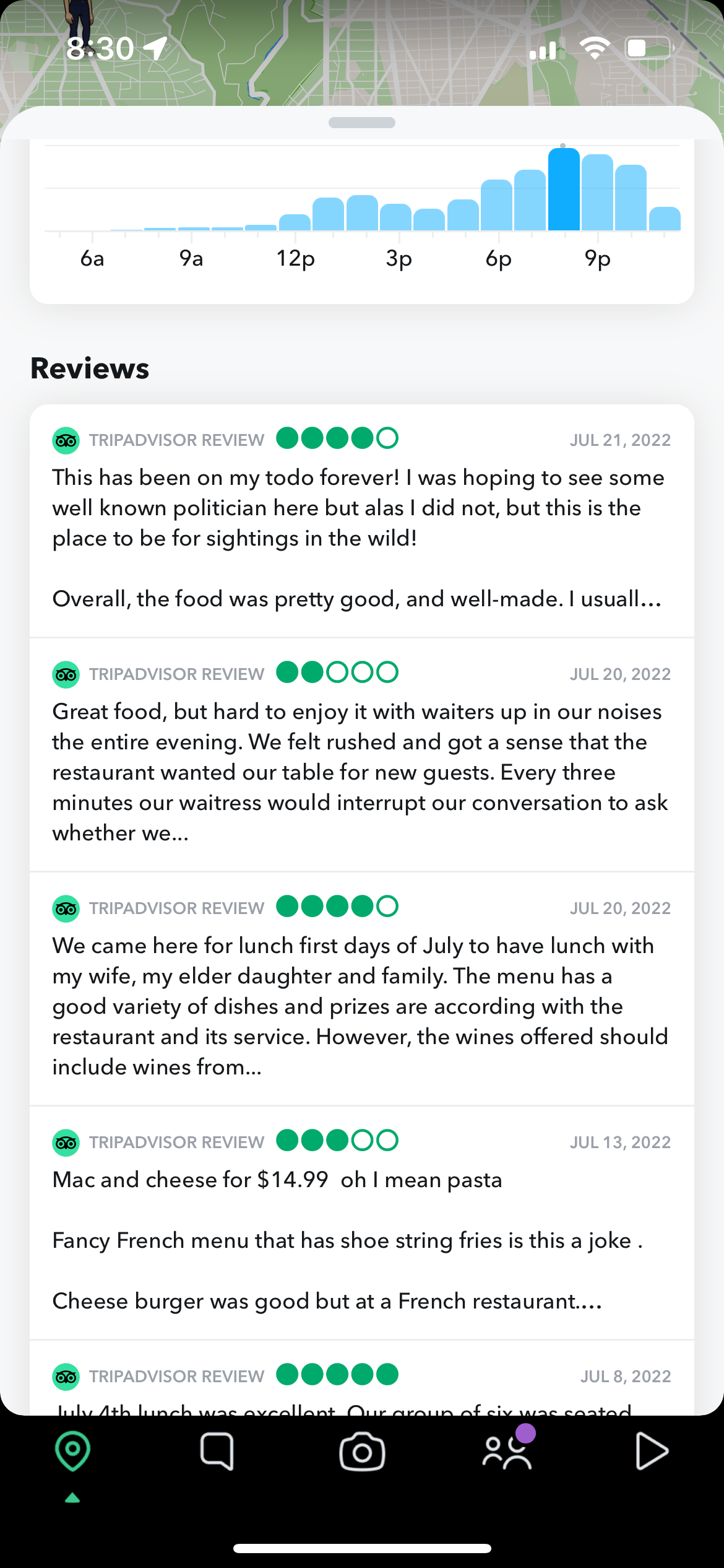restaurant reviews on snapchat