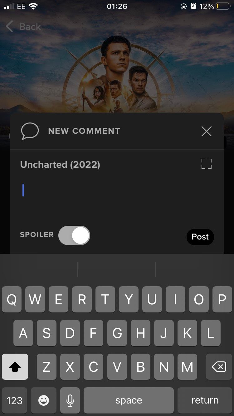 The Leave a Comment section of the iOS Trakt apps Uncharted page